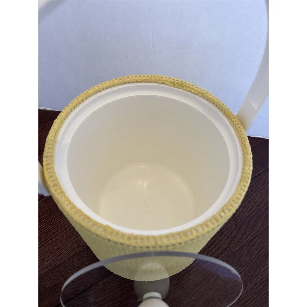Vintage Elegance By Kraftware Retro Ice Bucket Fishnet Yellow Textured & White